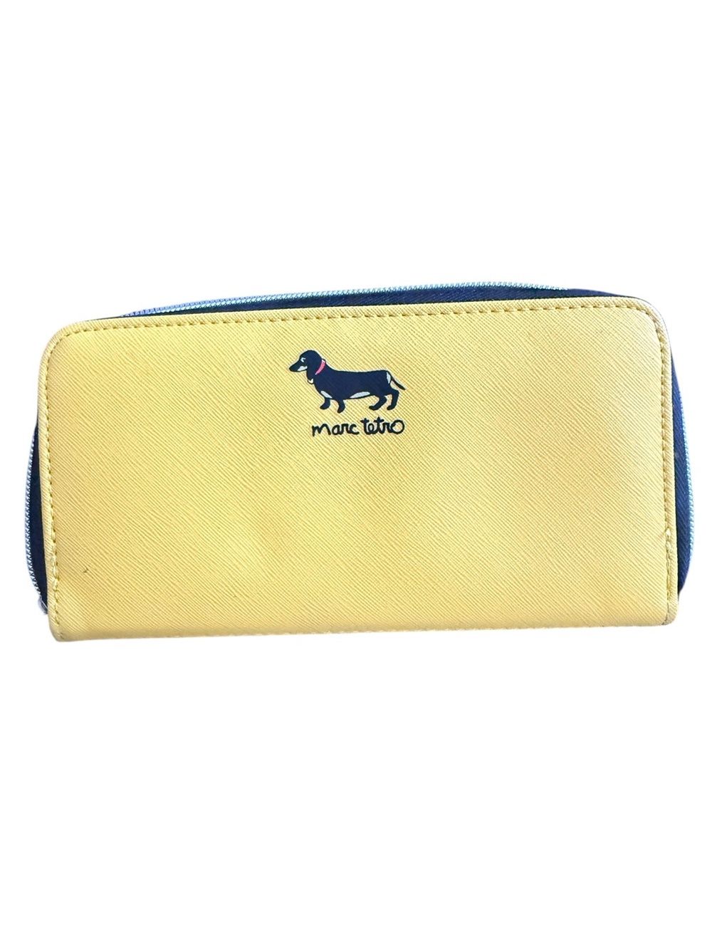 MARC TETRO DACHSHUND PUPPY DOG ZIPPY FAUX SAFFIANO LEATHER LONG WALLET - Picture 2 of 6